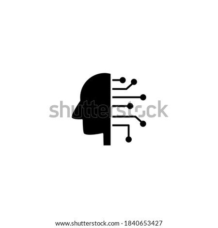 Artificial inteligence icon. Internet of things icon. Simple, flat, black, glyph.