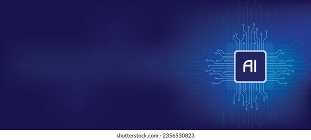 Artificial Inteligence technology banner AI banner Human brain AI Motherboard Tech futuristic banner