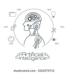 Artificial Inteligence Technology Set Icons