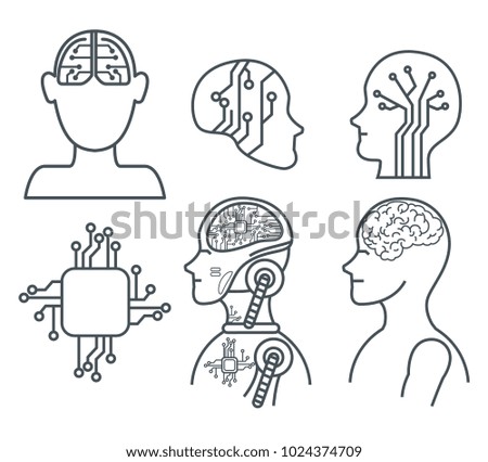 artificial inteligence technology set icons