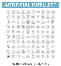 Artificial intellect icons, line symbols, web signs, vector set, isolated illustration