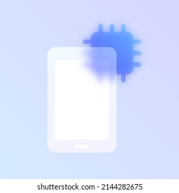 morfismo de cristal artificial de inteligencia icono de estilo de moda. icono del vector de color de vidrio transparente para smartphone con gradiente negro y violeta. para diseño web y ui, aplicaciones móviles y poligrafía de negocios de promoción