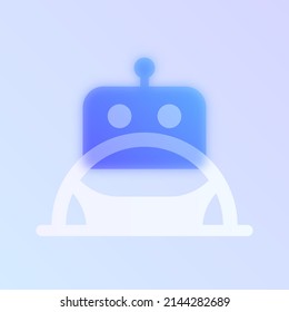 artificial intellegence glass morphism trendy style icon. robot driver transparent glass color vector icon, blur and purple gradient. for web and ui design, mobile apps and promo business polygraphy