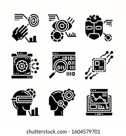 Artificial Intellegence Glyph icons Pack vector