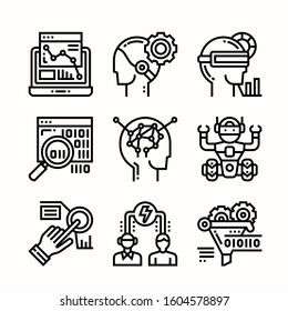 Artificial Intellegence line icons Pack vector