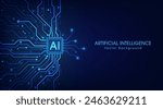 Artificial intelligence abstract background, AI chipset on circuit board. Technology concept design, Machine learning and generate by chip, Vector illustration for banner and web template.