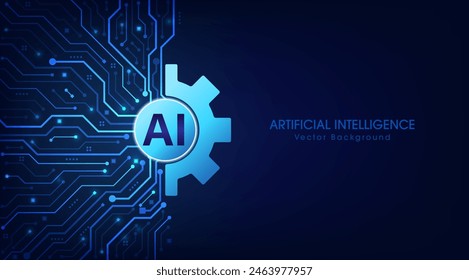 Artificial intelligence abstract background, AI chipset on circuit board. Technology concept design, Machine learning and generate by chip, Vector illustration for banner and web template.