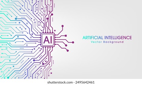 Artificial intelligence abstract background, AI chipset on circuit board. Artificial intelligence and Machine learning technology concept. Vector Illustration.