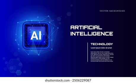 Artificial intelligence abstract background. AI digital circuit board tech banner. Neural Network Concept, cyber nano information, abstract communication, innovation future, big data