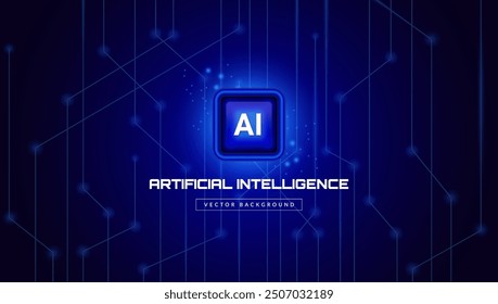 Artificial intelligence abstract background. AI digital circuit board tech banner. Neural Network Concept, cyber nano information, abstract communication, innovation future, big data.