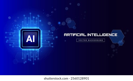 Artificial intelligence abstract background. AI digital circuit board tech banner. Neural Network Concept, cyber nano information, abstract communication, innovation future, big data	
