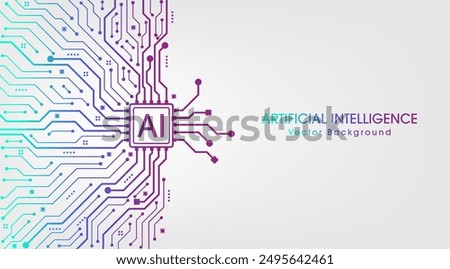 Artificial intelligence abstract background, AI chipset on circuit board. Artificial intelligence and Machine learning technology concept. Vector Illustration.