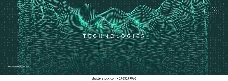 Artificial intelligence. Abstract background. Digital technology, deep learning and big data concept. Tech visual for networking template. Geometric artificial intelligence backdrop.