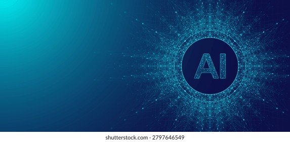 Artificial Intelligence Abstract Background. Digital Internet Technology Visualization Concept. Quantum Plexus Network. Wireframe Effect. Modern Handmade Vector illustration
