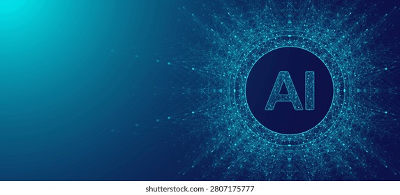 Artificial Intelligence Abstract Background. Digital Internet Technology Visualization Concept. Quantum Plexus Network. Wireframe Effect. Modern Handmade Vector illustration
