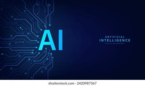 Artificial intelligence abstract background futuristic Hitech style, Technology concept design, Machine learning and generate by chip, Vector illustration for banner and web template.