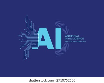 Inteligência artificial abstrata no estilo futurista de alta tecnologia com conceito de aprendizagem de máquina gerado por microchip para web e design de banner