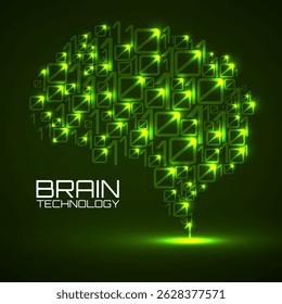 Artificial intelligence. Abstract brain with binary computer code, technology concept. Vector illustration