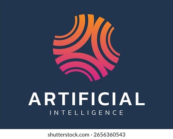 Inteligência artificial com dados de movimento de círculo abstrato Tecnologia de rede Análise conceito de design de vetor de logotipo. Símbolo de logotipo de tecnologia de IA para tecnologia avançada, empresa de tecnologia, identidade, ui, web
