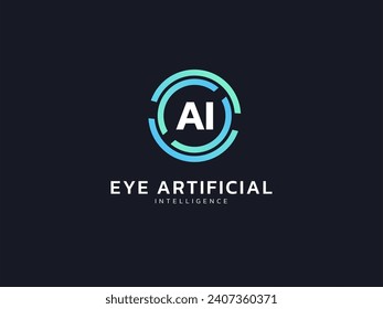 Artificial intelligence Abstract Circle Technology Analysis logo vector design concept. AI technology logotype symbol for search, check, examine, audit, follow, controller, verify, survey concept.