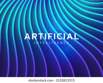 Inteligência artificial com formas onduladas curvas abstratas Tecnologia móvel Análise de fundo conceito de design de vetor. Modelo de fundo de tecnologia para tecnologia avançada, Tecnologia AI, ui, site.