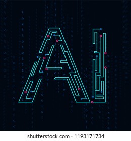 Artificial intelligence. Abstract geometric with circuit board. Technology and engineering concept background. Vector illustration