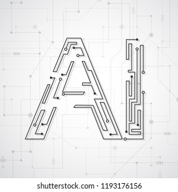 Artificial intelligence. Abstract geometric with circuit board. Technology and engineering concept background. Vector illustration