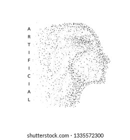 Artificial intelligence. Abstract geometric Human head outline with circuit board. Technology and engineering concept background. Vector illustration