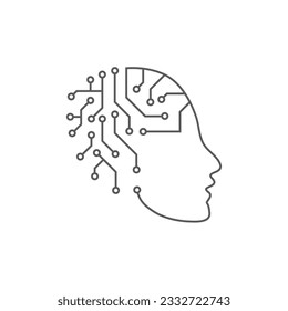 Artificial intelligence. Abstract geometric Human head outline with circuit board. Technology and engineering concept background. Vector illustration