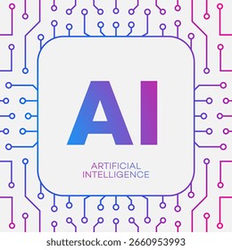 Artificial intelligence abstract vector background with AI chipset technology concept design for machine learning and generate