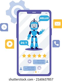 banner publicitario de inteligencia artificial robot pantalla plana de teléfono móvil