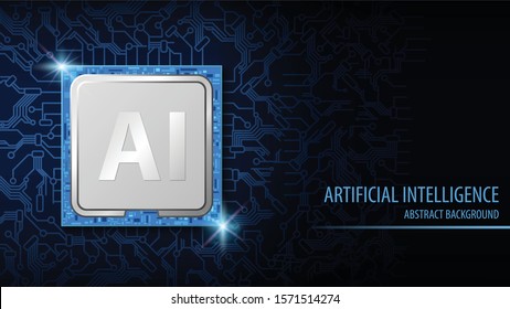 Artificial Intelligence (AI) abstract background, CPU chip electronic, vector illustration