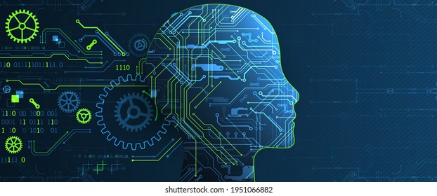 Artificial intelligence (AI) and big data concept. Machine cyber mind.  Technology vector background.