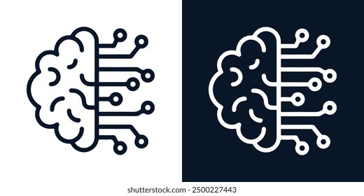 Artificial intelligence AI Brain Icon Logo vector icon sign for graphic design, logo, website, mobile app, UI. Processor circuit Ai line icon technology symbol