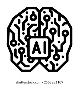 artificial intelligence ai brain industry 4 line icon vector. artificial intelligence ai brain industry 4 sign. isolated contour symbol black illustration