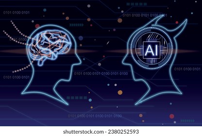 Inteligencia Artificial (AI). Nuevas Tecnologías de la Información. Robot de IA Demon cara a cara con humanos. AI Generative work gratis con chat de texto en línea. Inteligencia artificial Generar bueno o malo.