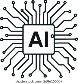 artificial intelligence ai chip circuit board minimalist vector design