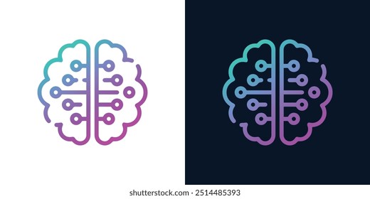 Inteligência Artificial AI Chip no cérebro humano Ilustração vetorial criativa. Big data, tecnologia, IA, transferência de dados, fluxo de dados, ai generativo, modelo de linguagem grande, fundo cerebral de ai