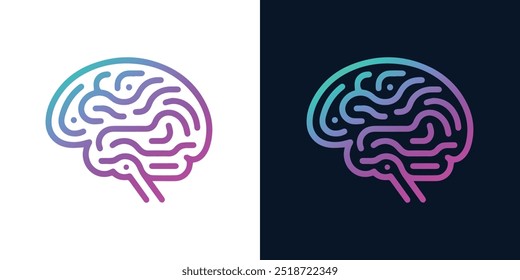 Inteligência Artificial AI Chip no cérebro humano Ilustração vetorial criativa. Big data, tecnologia, IA, transferência de dados, fluxo de dados, ai generativo, modelo de linguagem grande, fundo cerebral de ai