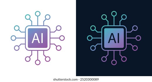 Inteligência Artificial AI Chip na cabeça humana. Ícone de inteligência artificial com aprendizagem automática, habilidades digitais, IA generativa, tecnologia de IA, algoritmo, inteligência virtual e futuro