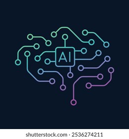 Inteligência Artificial AI Chip na cabeça humana. Ícone de inteligência artificial com aprendizagem automática, habilidades digitais, IA generativa, tecnologia de IA, algoritmo, inteligência virtual e futuro