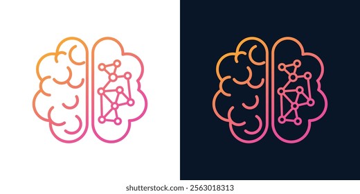 Artificial Intelligence AI Chip in Human Brain. Artificial Intelligence icon with Machine learning, digital skills, generative AI, AI technology, algorithm, virtual intelligence and future