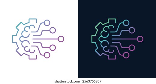 Artificial Intelligence AI Chip in Human Brain. AI Technology Artificial Intelligence Icon with Machine Learning, Digital Skills, Generative AI, AI Technology and Algorithms