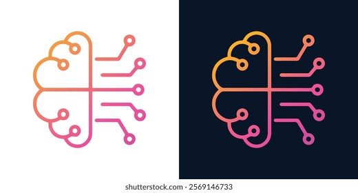 Artificial Intelligence AI Chip in Human Head. Artificial Intelligence icon with Machine learning, digital skills, generative AI, AI technology, algorithm, virtual intelligence and future