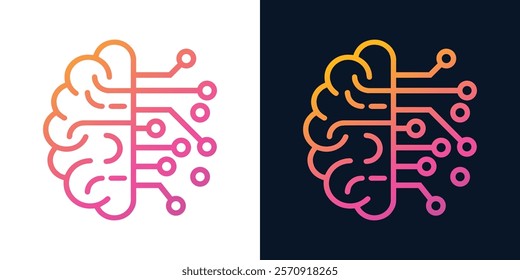 Artificial Intelligence AI Chip in Human Head. Artificial Intelligence icon with Machine learning, digital skills, generative AI, AI technology, algorithm, virtual intelligence and future