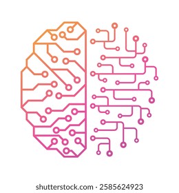 Artificial Intelligence AI Chip in Human Head. Artificial Intelligence icon with Machine learning, digital skills, generative AI, AI technology, algorithm, virtual intelligence and future