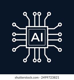 Inteligencia artificial AI Chip Icon Logo Vector icono signo para el Diseño gráfico, logotipo, Sitio web, App móvil, UI. Símbolo de la tecnología del icono de la línea aérea del circuito del procesador