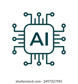 Artificial Intelligence Ai Chip Logo Icon Vector Logo Icon Sign For Graphic Design, Logo, Website, Mobile App, UI. Processor Circuit Ai Line Icon Technology Symbol