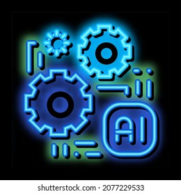 Artificial Intelligence Ai Chip neon light sign vector. Glowing bright icon transparent symbol illustration