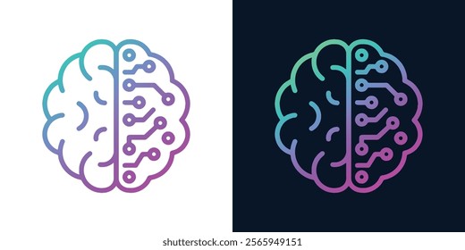 Artificial Intelligence AI chip Processor in Brain. Business idea and innovation. Artificial intelligence and innovation technology concept. AI microchip, semiconductor. Vector illustration